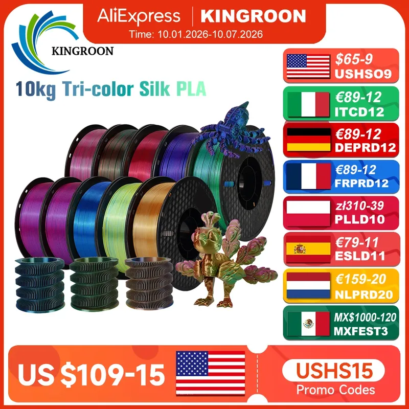Filament Seide PLA dreifarbig 1kg Sonderfarbe