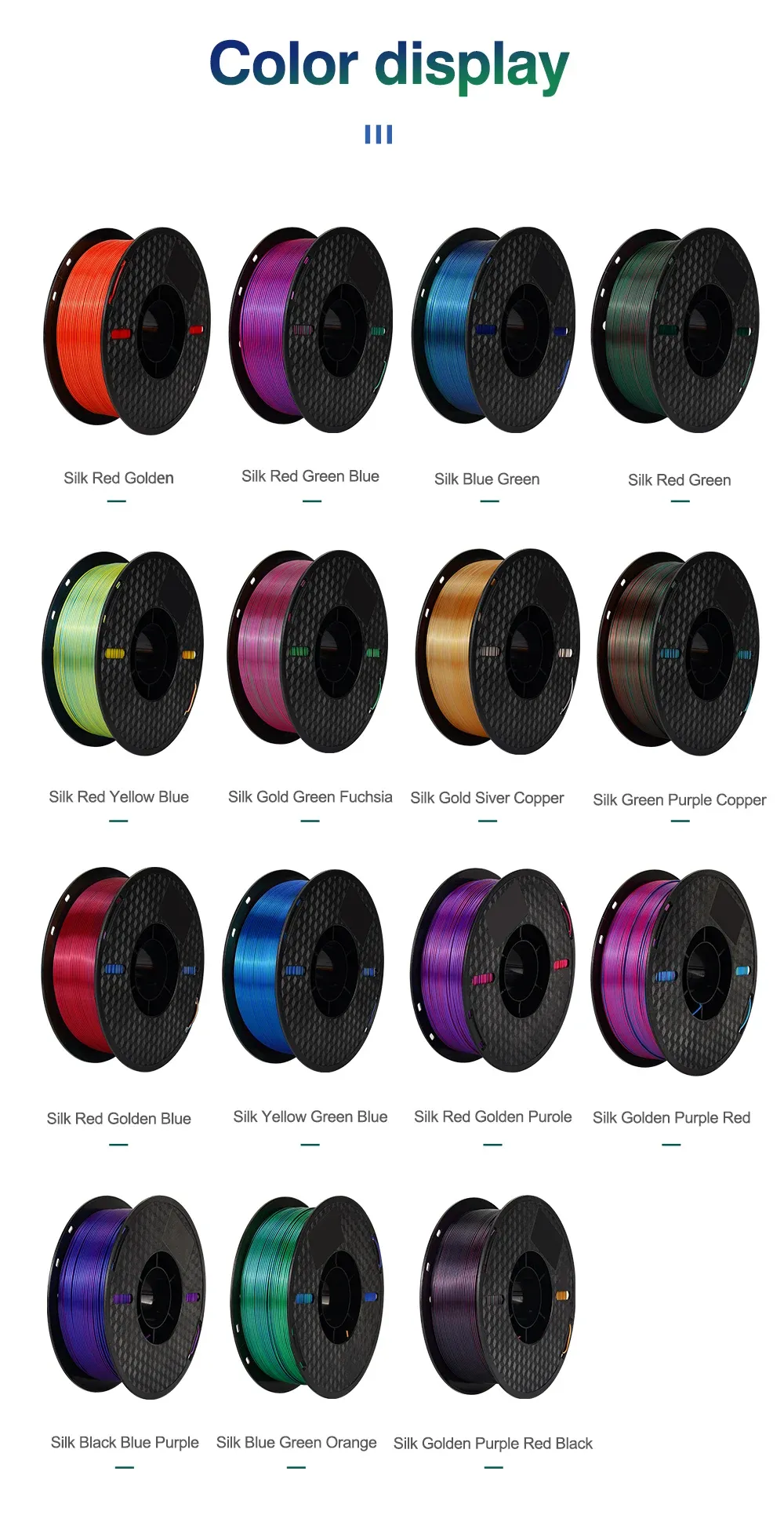 Filament Seide PLA dreifarbig 1kg Sonderfarbe