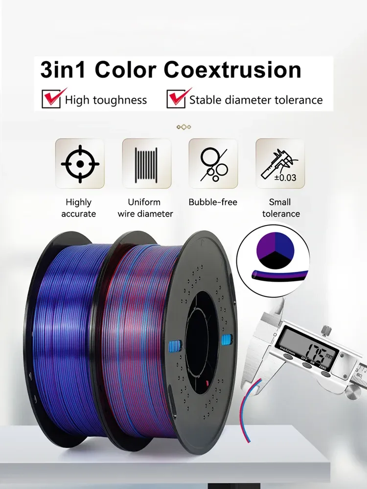 Filament Seide PLA dreifarbig 5kg 1kg/Spule Farbwechsel