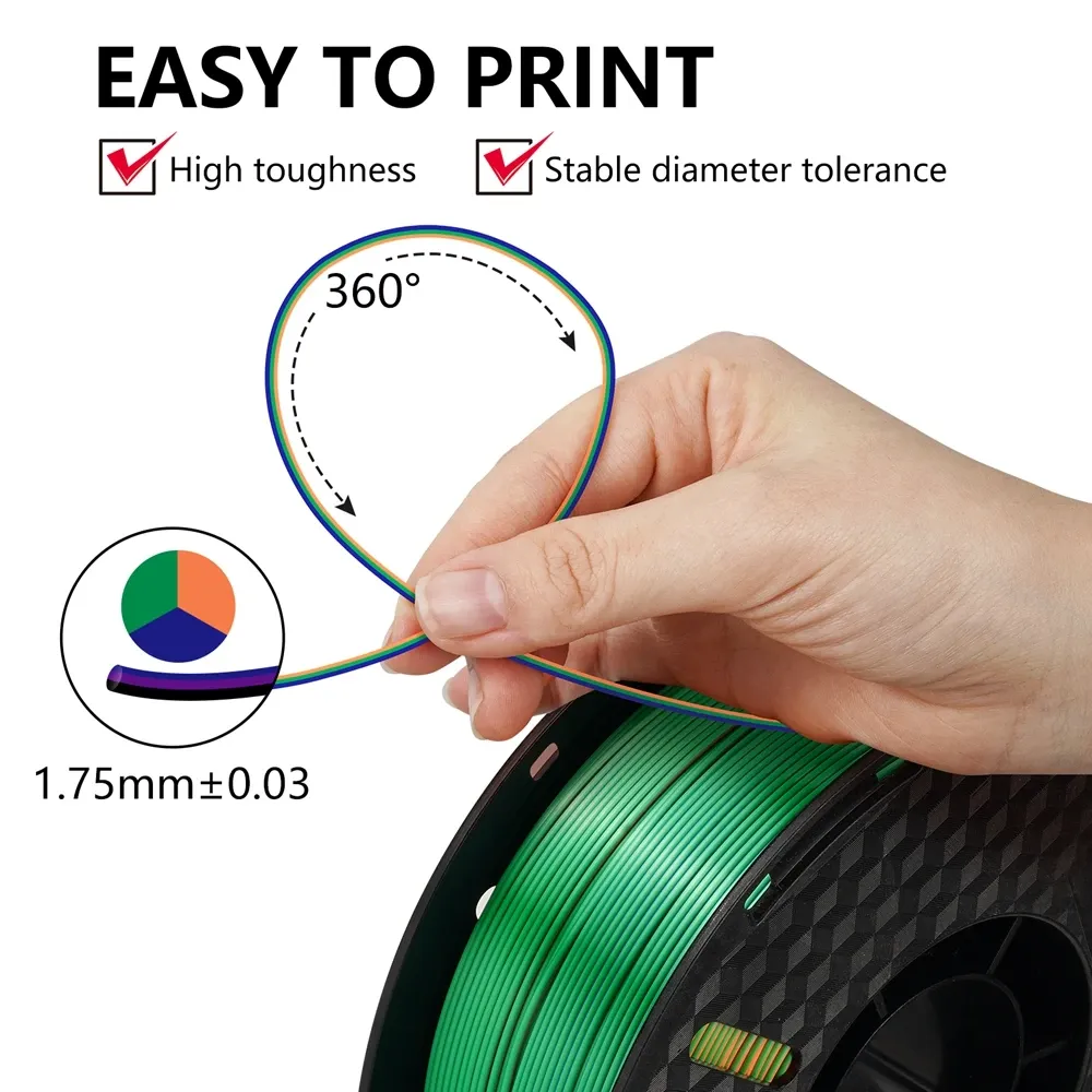 Filament Seide PLA dreifarbig 5kg 1kg/Spule Farbwechsel