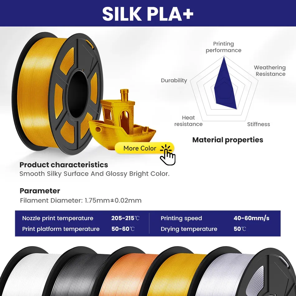 Filament SILK PLA Plus 3,3kg glatte seidige Oberfläche
