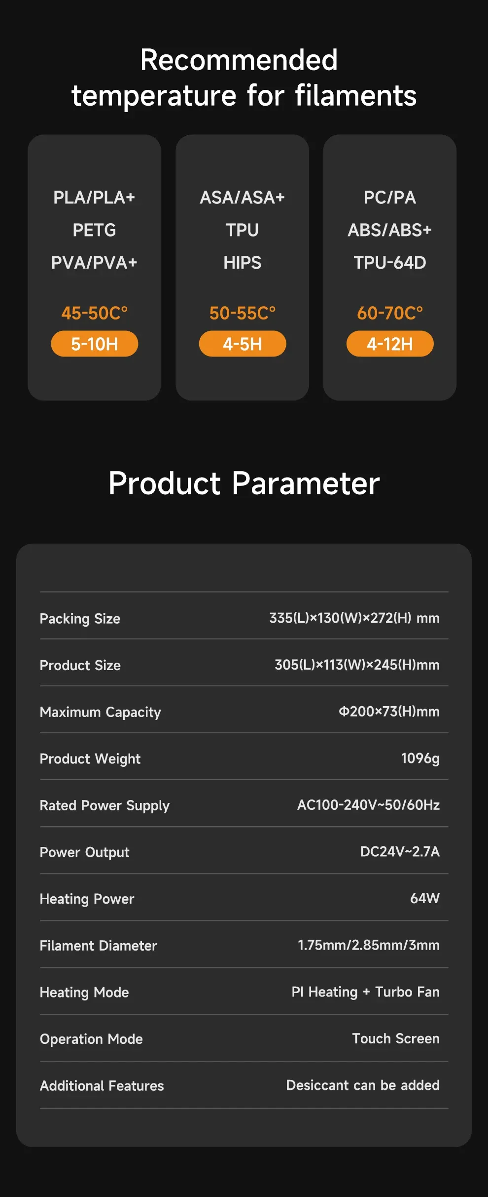 Filament-Trockner eBox Pro PI-Heizung 360°