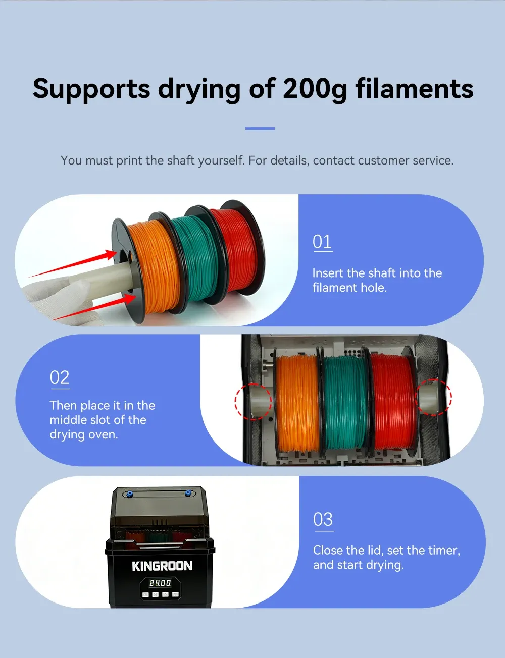 Filament-Trockner KR02 2KG 360° Heißluft-Heizung