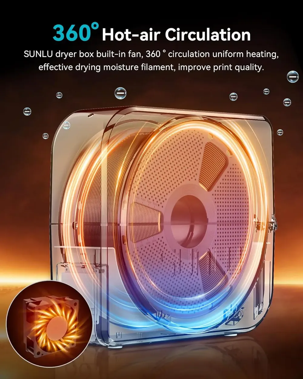 Filament-Trockner S1 Plus mit Lüfterdesign für 1,75-3,00 mm