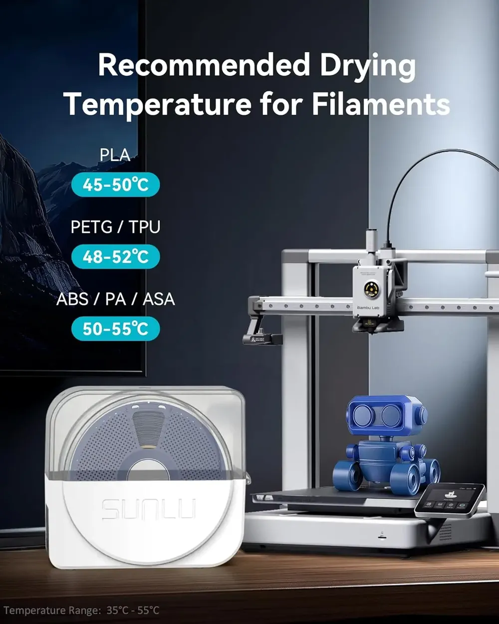 Filament-Trockner S1 Plus mit Lüfterdesign für 1,75-3,00 mm