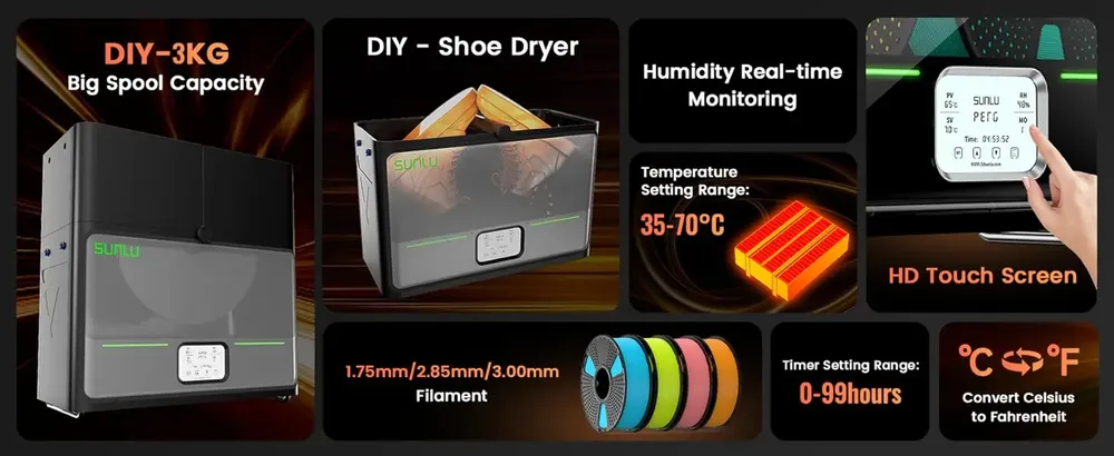 Filament-Trockner S4 4 Spulen 360° PTC 70℃