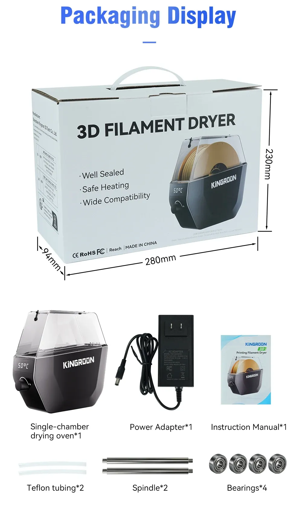 Filament-Trocknerbox KR01 1KG einstellbare Temperatur