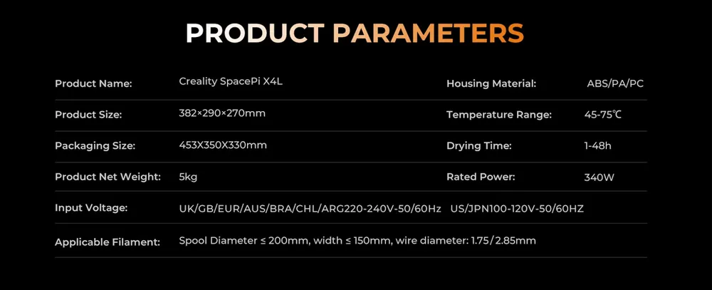 Filament-Trocknungsbox X4L mit 2 Kammern 75°C Heizung