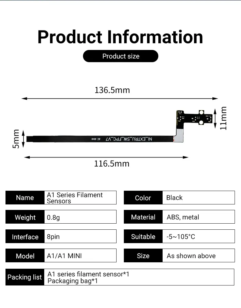 Filamentsensor-Ersatz für Bambu Lab A1 A1mini