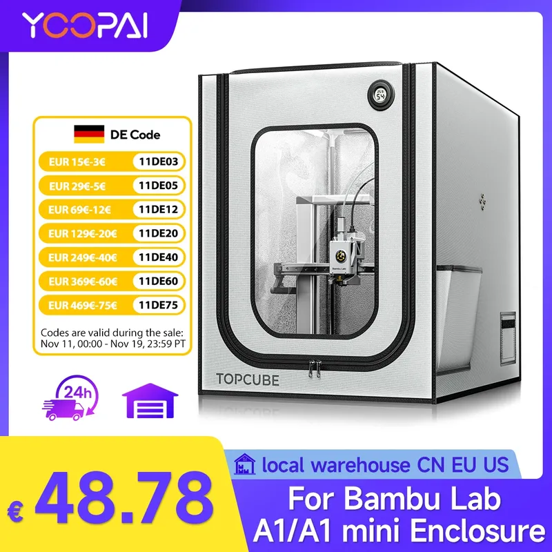 Gehäuse 3D Drucker für Bambu Lab A1 A1 Mini mit LED Licht