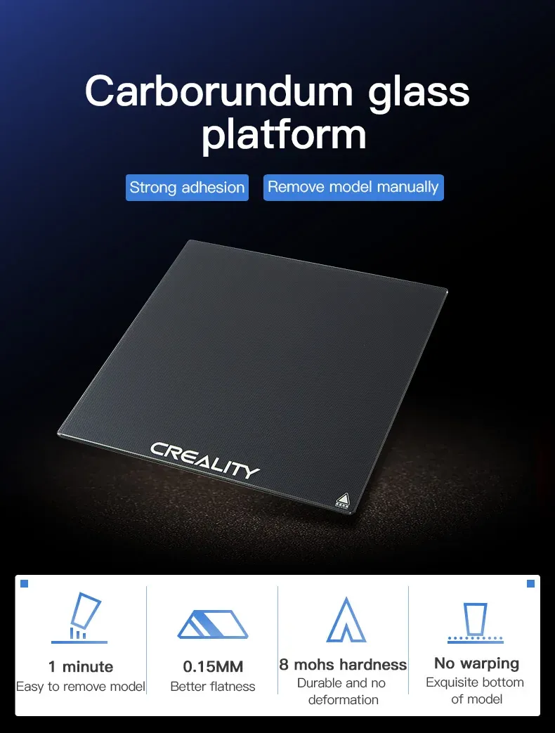 Glasplatte Karborund 235 mm für Creality Ender 3