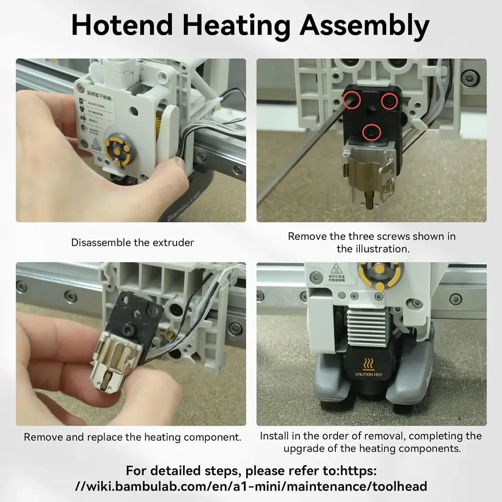 Heizbaugruppe für Bambu Lab A1 A1mini Hotend