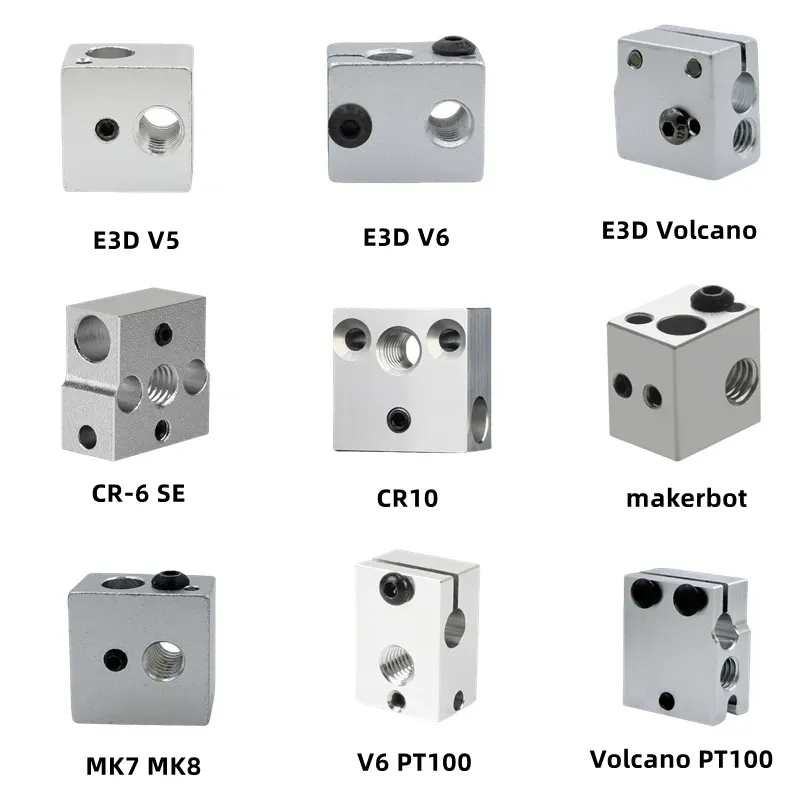 Heizblock E3D V5 V6 MK7 MK8 CR-6 SE Volcano Aluminium Messing
