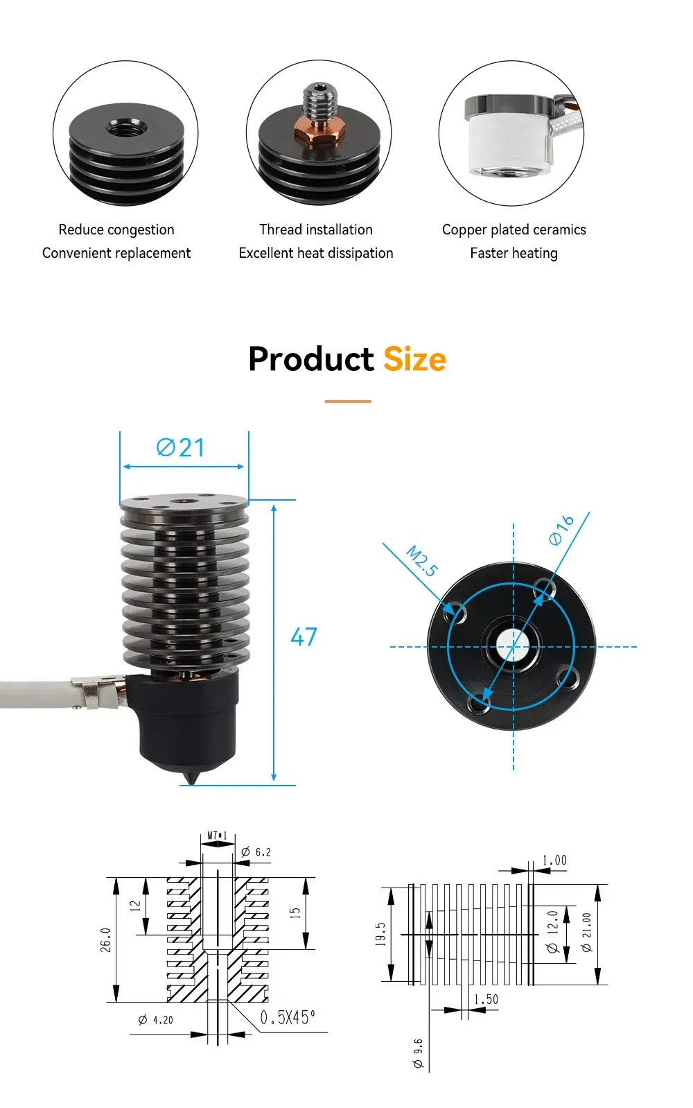 Heizkern und Thermistor für V6 Hotend Voron Prusa