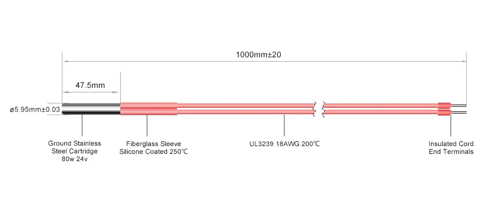 Heizpatrone 6 x 47,5 mm 80 W für Super Volcano
