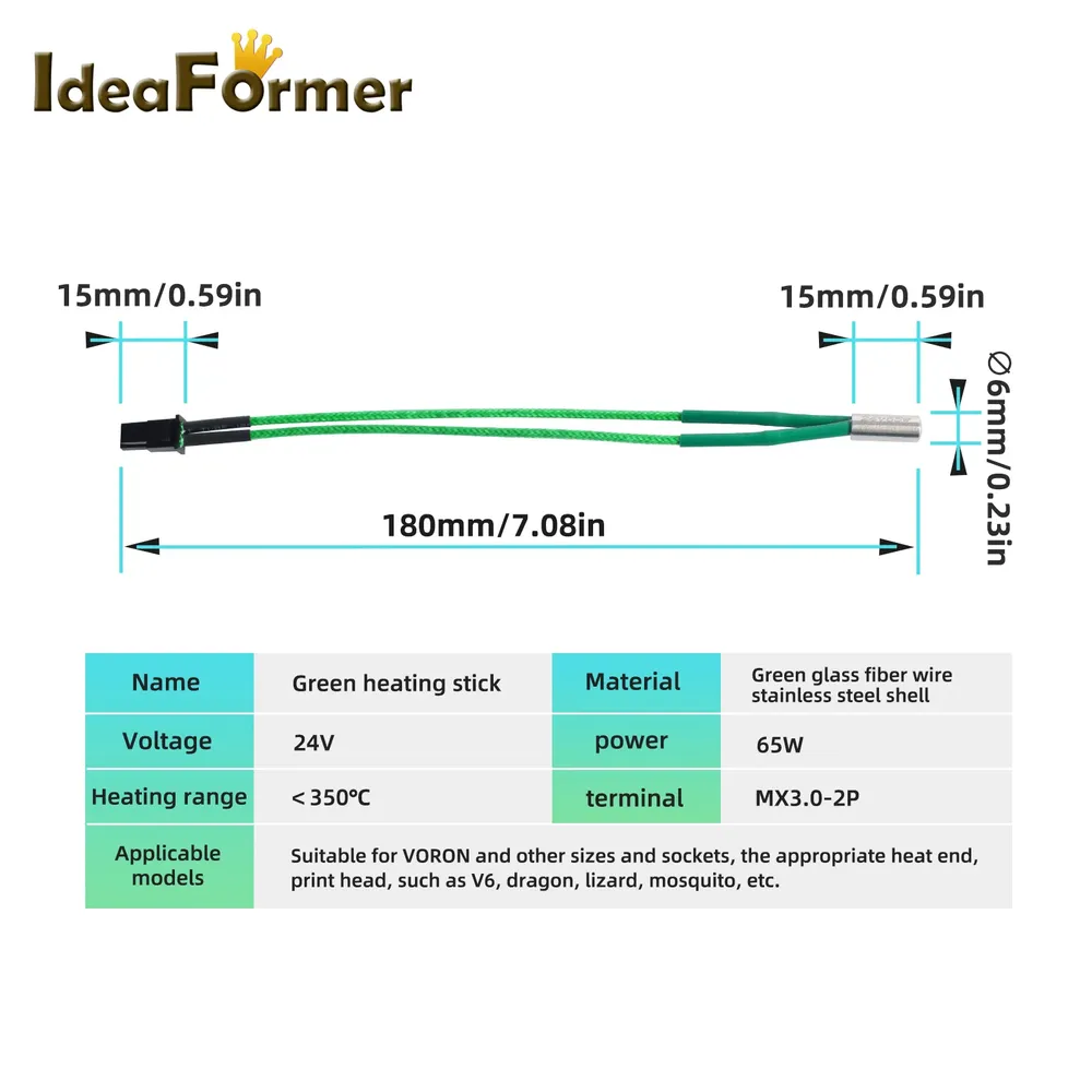 Heizrohr 6 x 15 mm 65 W für Voron Serie