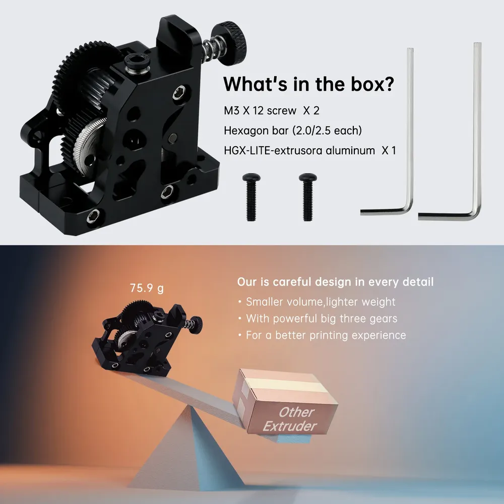 HGX-LITE-Extruder Dual Gear aus gehärtetem Stahl