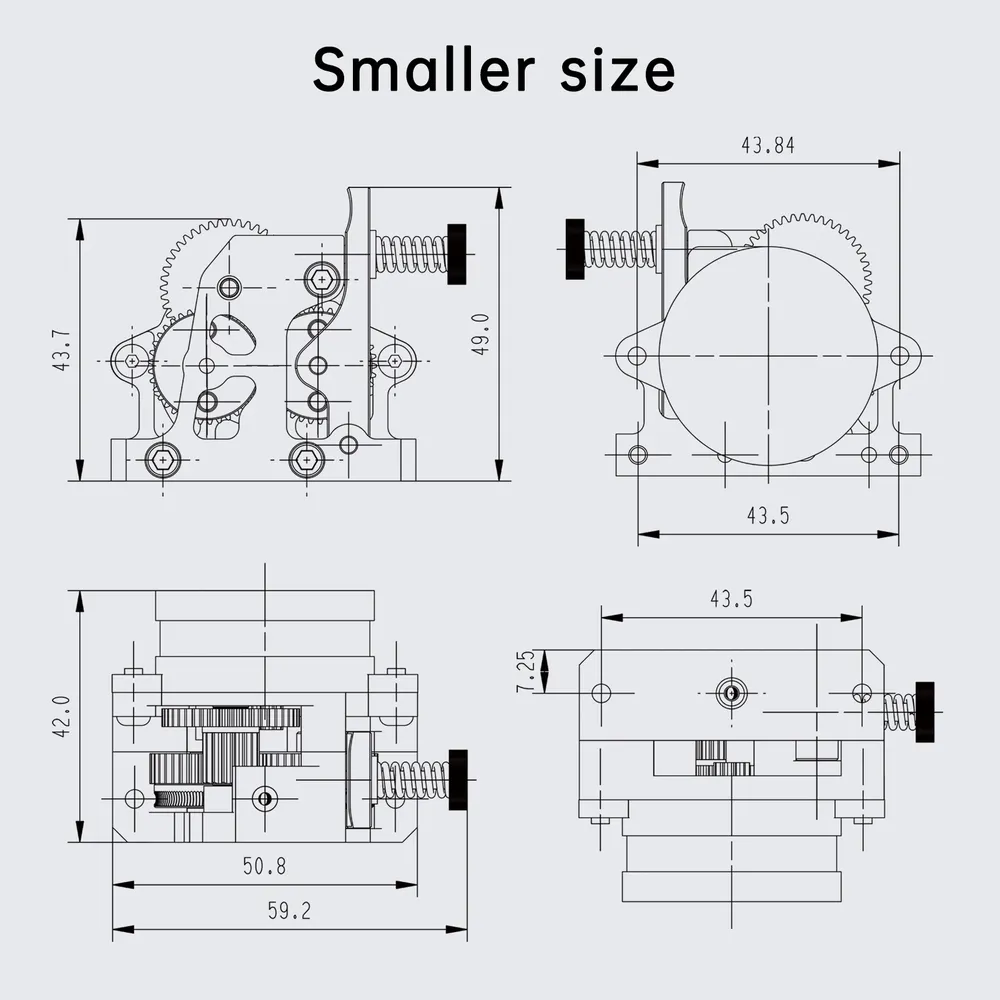 HGX-LITE-Extruder Dual Gear aus gehärtetem Stahl