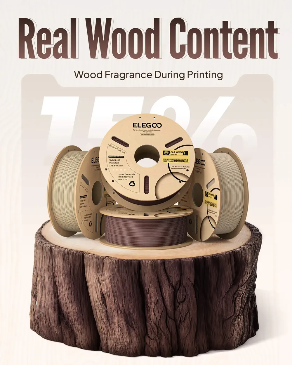 Holz PLA Filament 1,75 mm mit Holzmehl 2 kg 5 kg