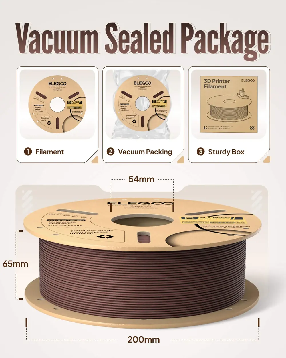 Holz PLA Filament 1,75 mm mit Holzmehl 2 kg 5 kg
