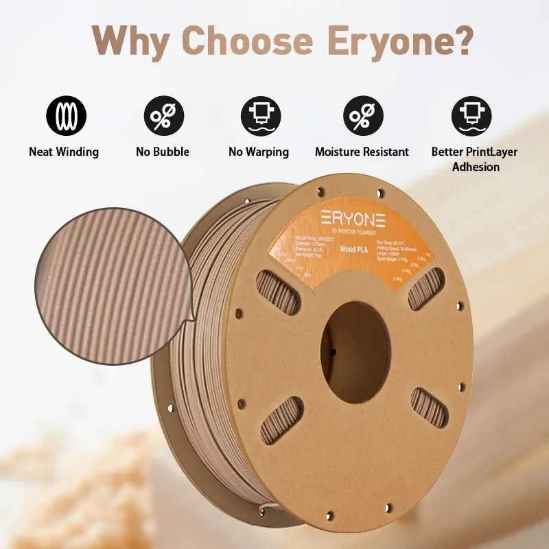 Holz PLA Filament 1,75 mm mit Holzstruktur 4 kg