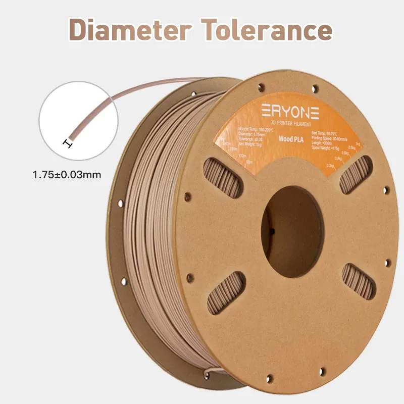 Holz PLA Filament 1,75 mm mit Holzstruktur 4 kg