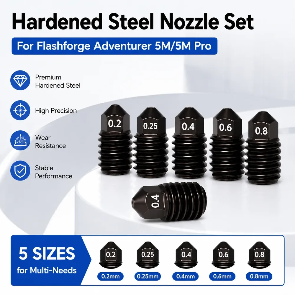 Hot End Düsen-Kit Messing gehärtete Stahldüse für Flashforge Adventurer 5M