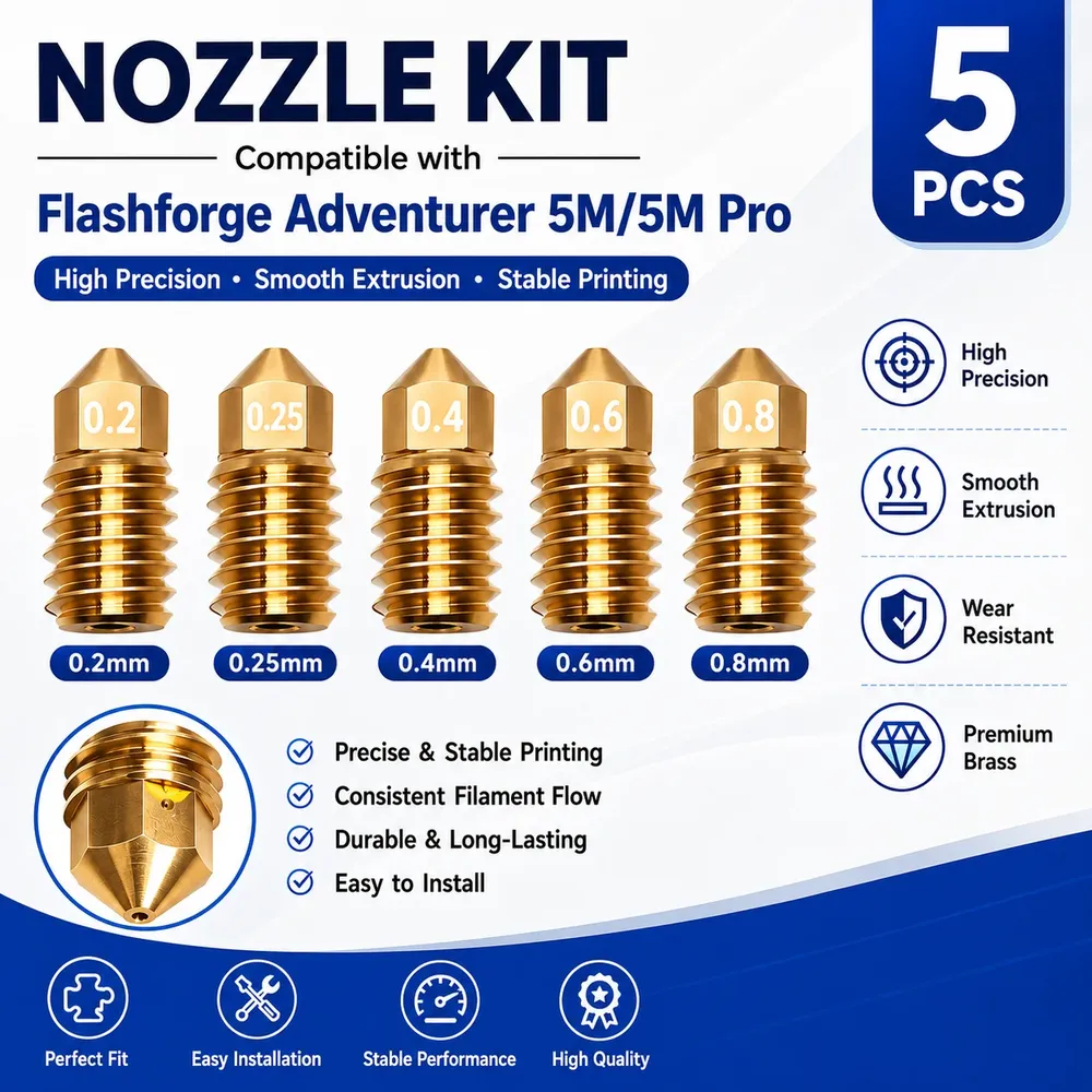 Hot End Düsen-Kit Messing gehärtete Stahldüse für Flashforge Adventurer 5M