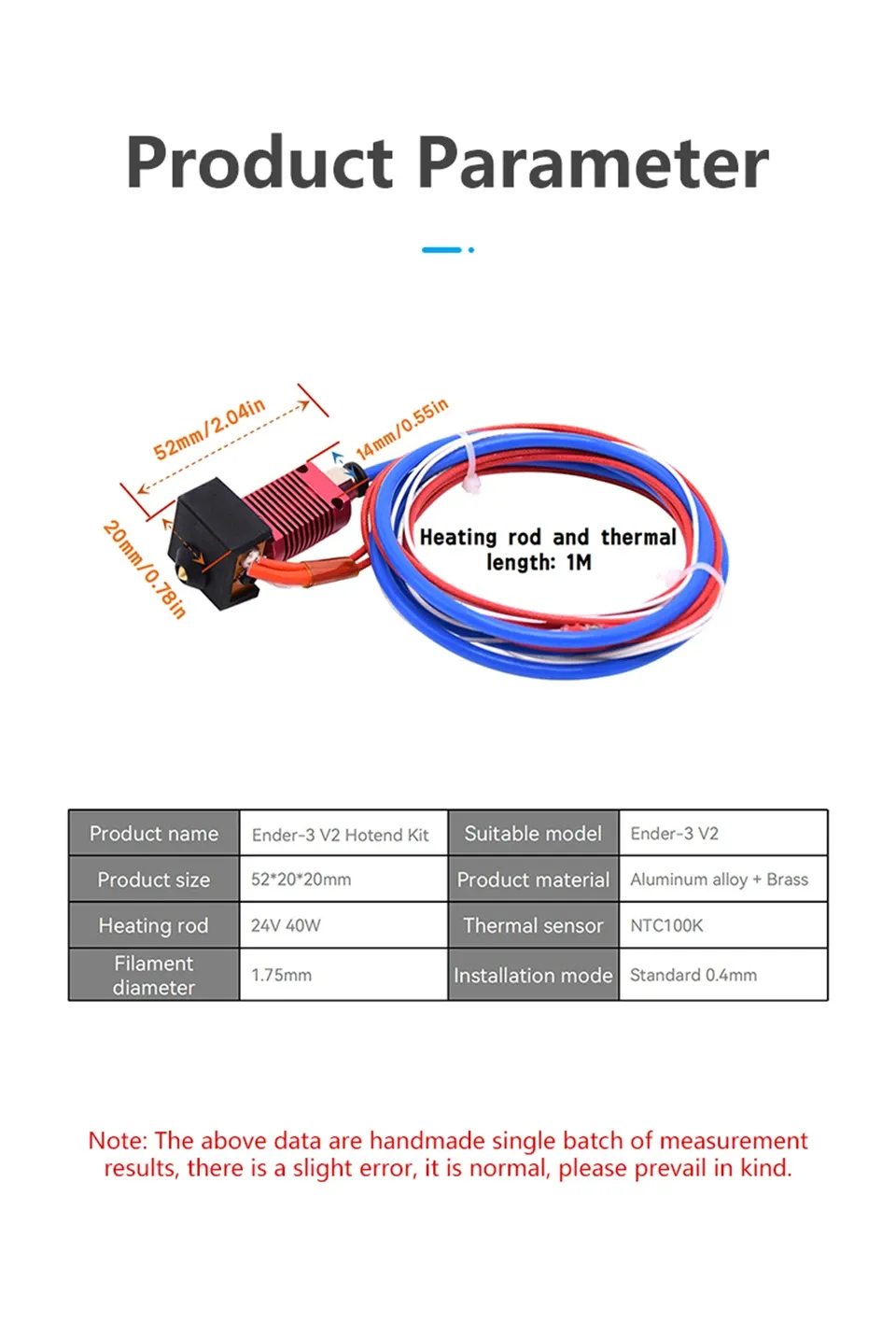 Hotend Extruder Kit für Creality Ender 3/CR10