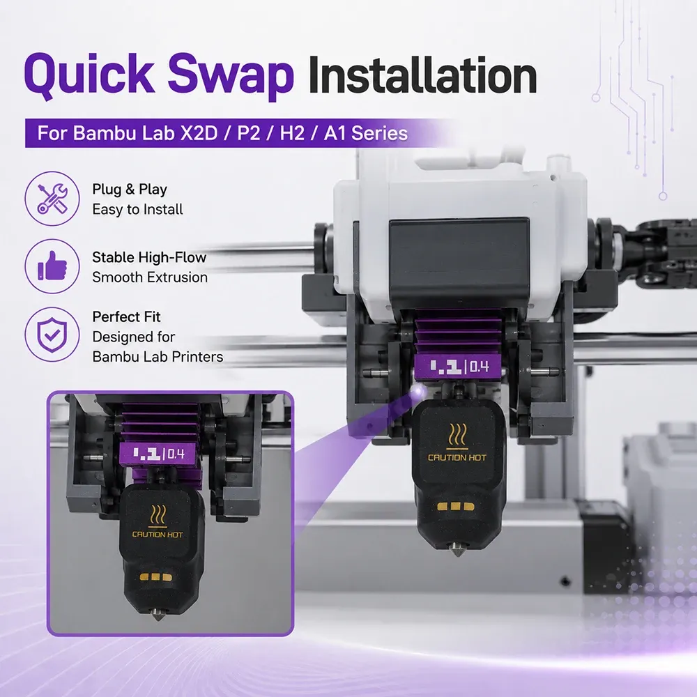Hotend für Bambu Lab A1/X2D Serie mit Düsen-Upgrade