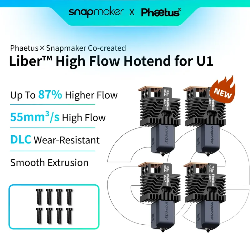 Hotend für Snapmaker U1 mit DLC-beschichteter Düse bis 55 mm³/s