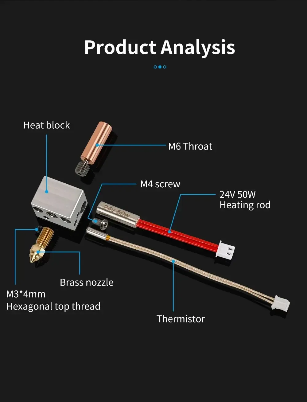 Hotend Kit 24V 50W mit Thermistor für Elegoo Neptune 4