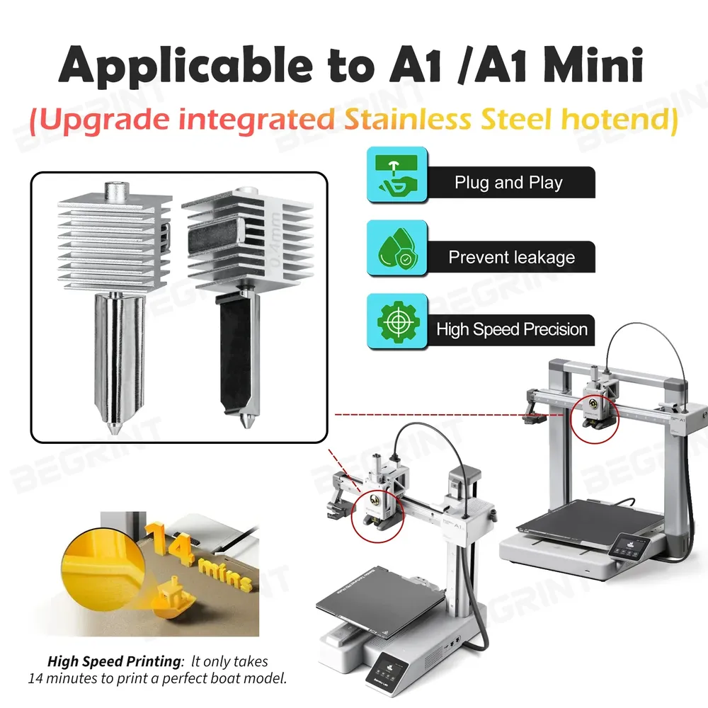 Hotend Kit A2L integrierte Düse gehärteter Stahl für Bambu Lab A1 A1MINI
