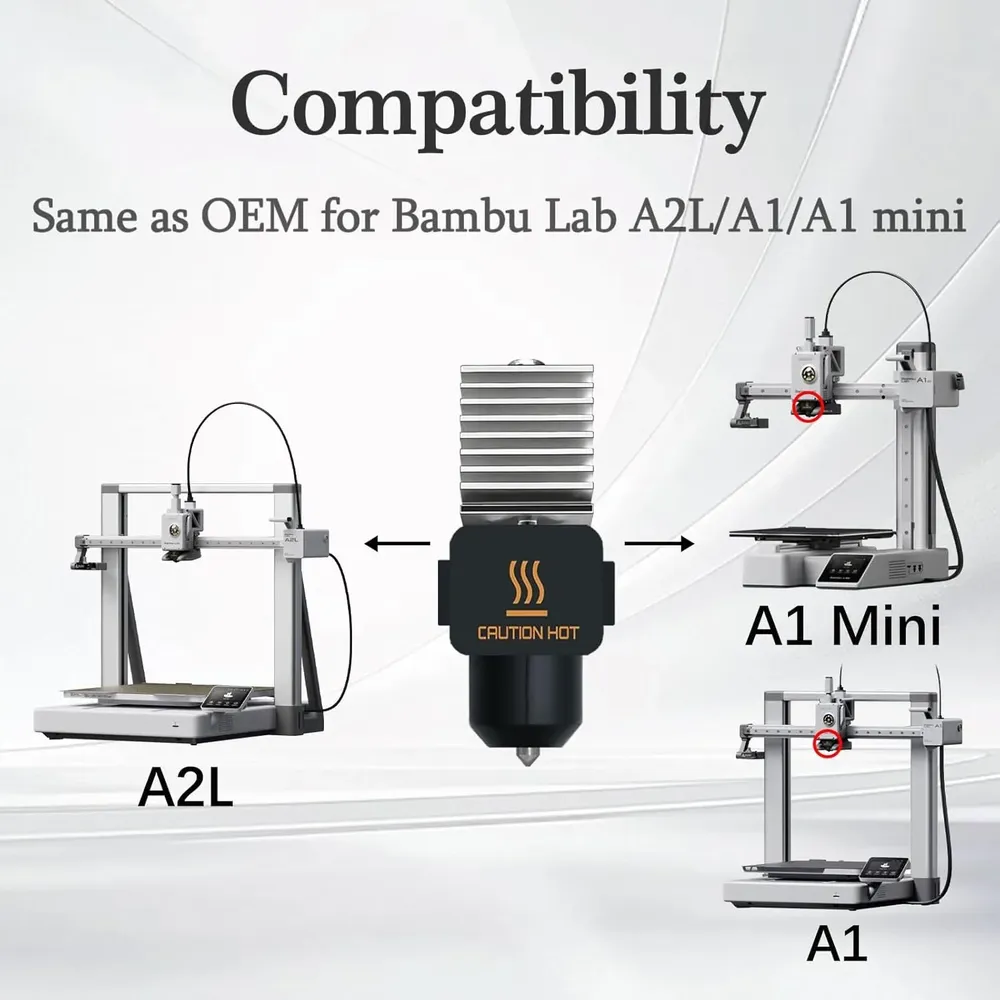 Hotend-Kit Edelstahl für Bambu Lab A1/A1 Mini integriertes Design