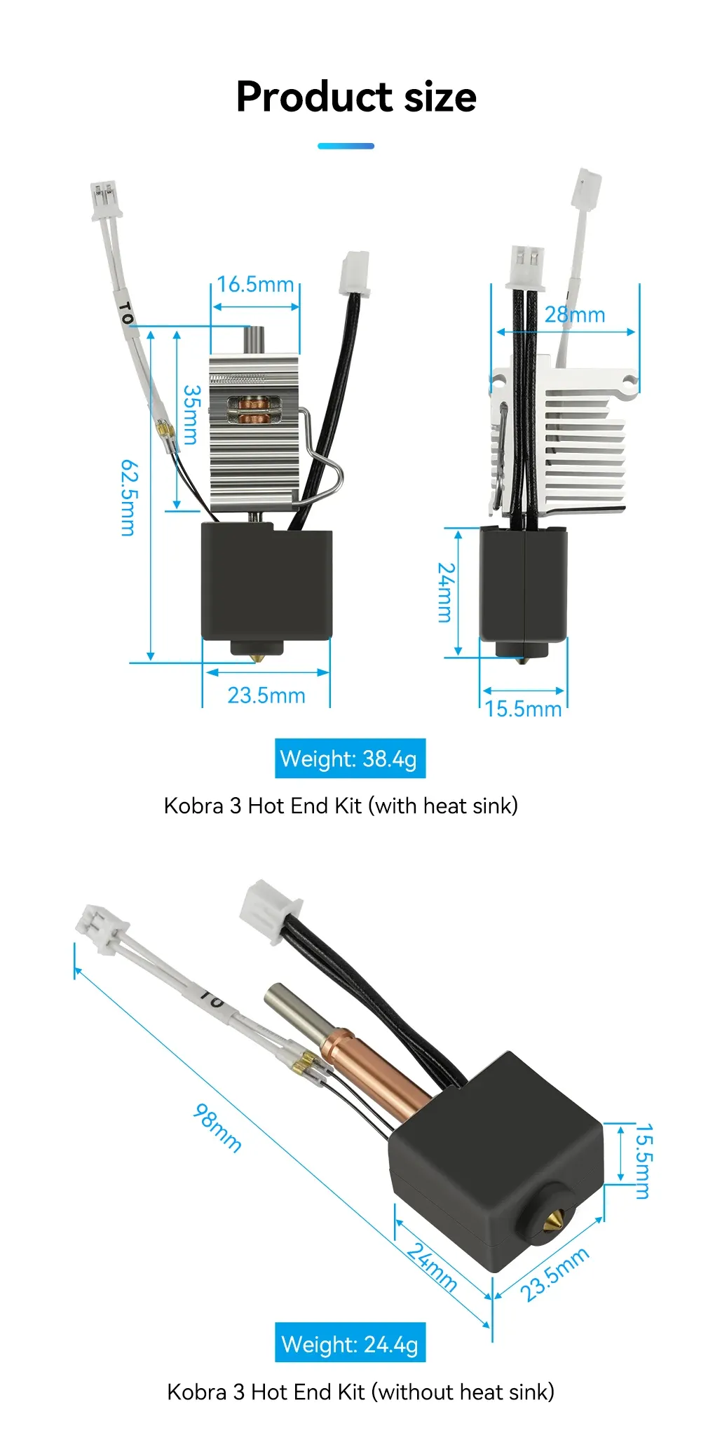 Hotend Kit für Anycubic Kobra 3 Druckkopf Bimetal Heatbreak