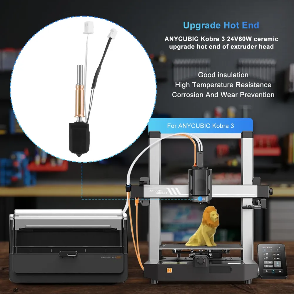 Hotend-Kit für Anycubic Kobra 3 mit Düsen aus gehärtetem Stahl 0,2 bis 0,8 mm