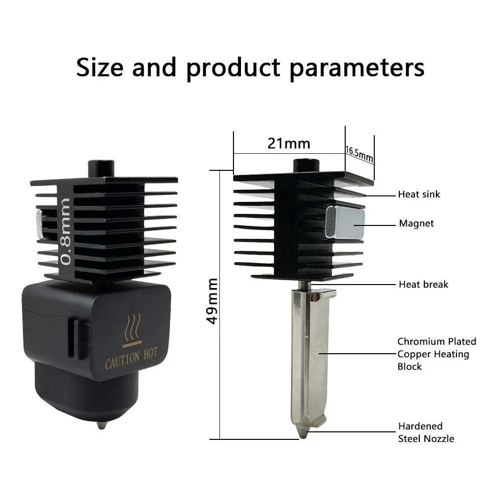 Hotend-Kit für Bambu Lab A1 Mini mit gehärteter Düse 0,2 bis 0,8 mm