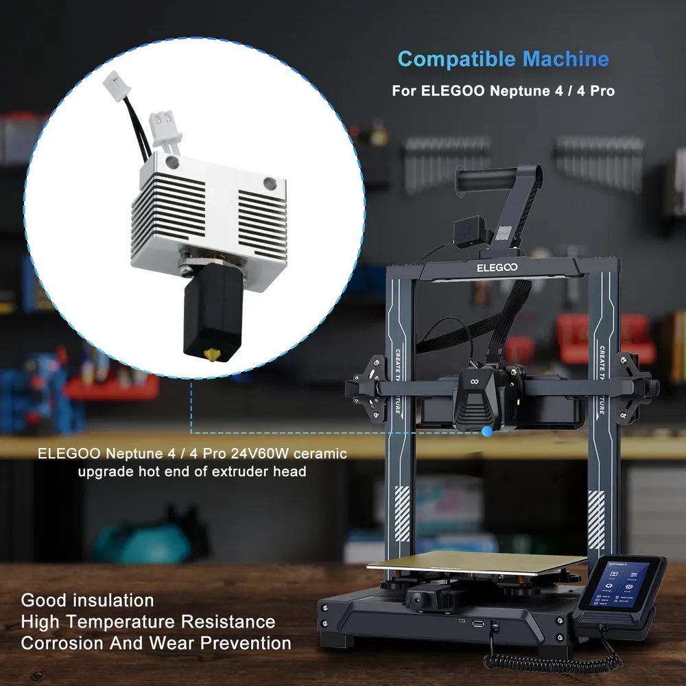 Hotend-Kit für ELEGOO Neptune 4 Pro mit Messingdüse 0,4 mm