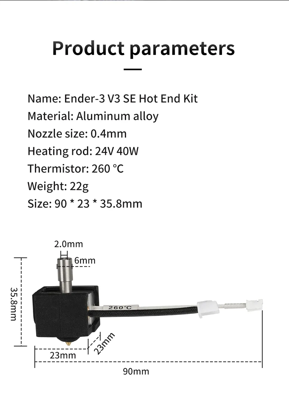 Hotend Kit für Ender 3 V3 SE Titan Throat Bimetall Heatbreak J-kopf
