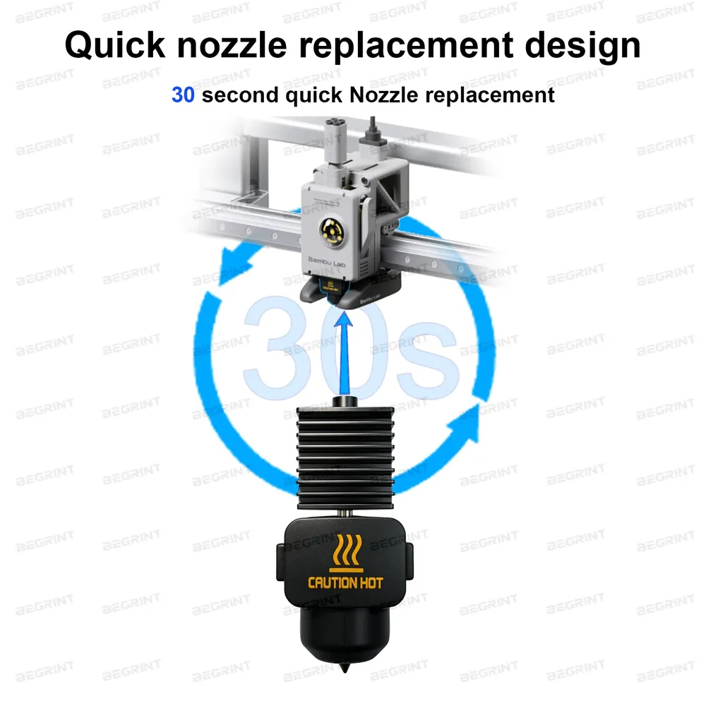 Hotend Kit gehärtete Stahldüse 0,2 bis 0,8 mm für Bambu A1 A1 Mini