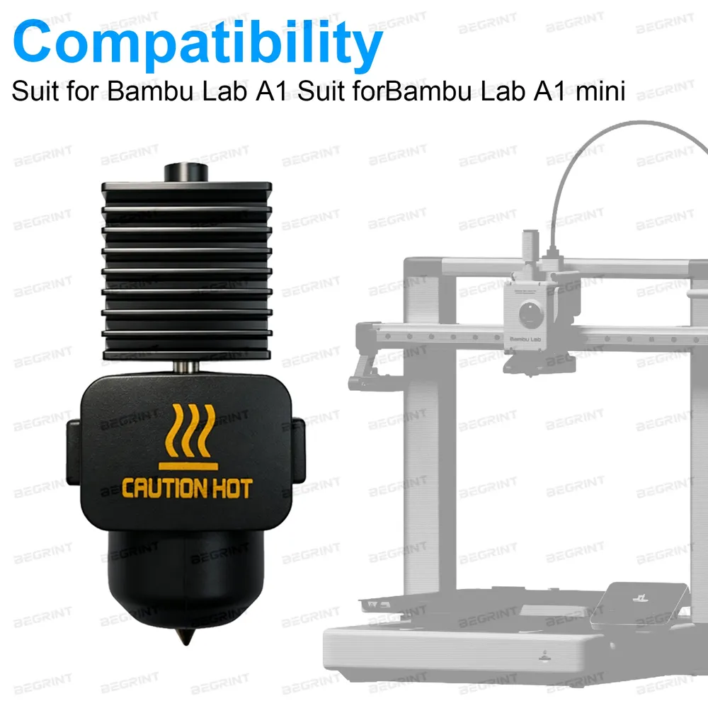 Hotend Kit gehärtete Stahldüse 0,2 bis 0,8 mm für Bambu A1 A1 Mini