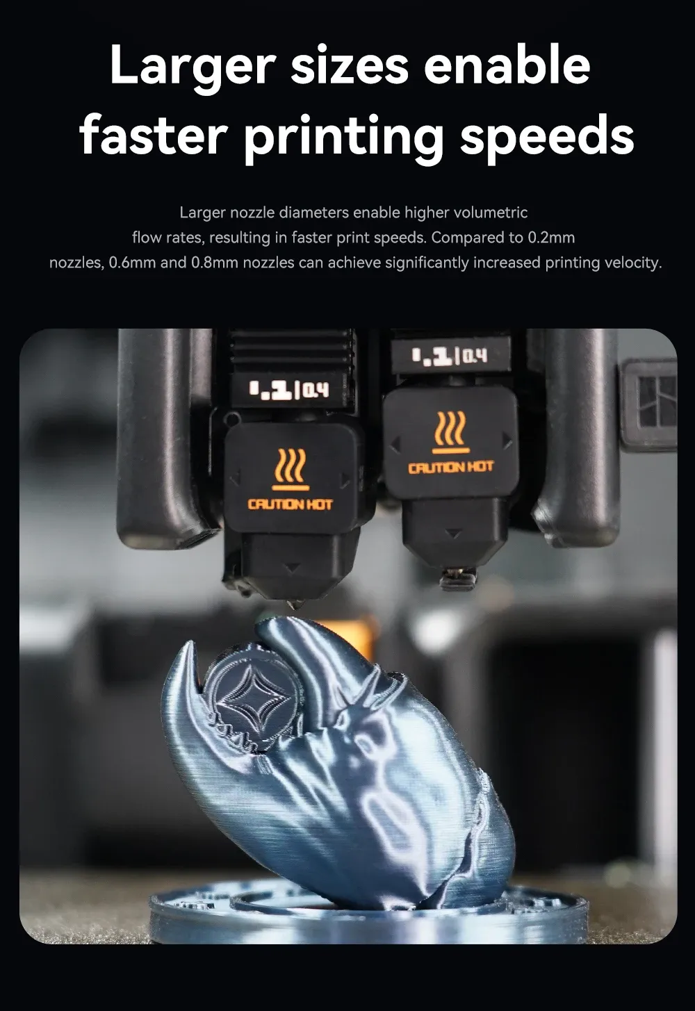 Hotend-Kit gehärtete Stahldüse 0,2 bis 0,8 mm für Bambu H2D A1