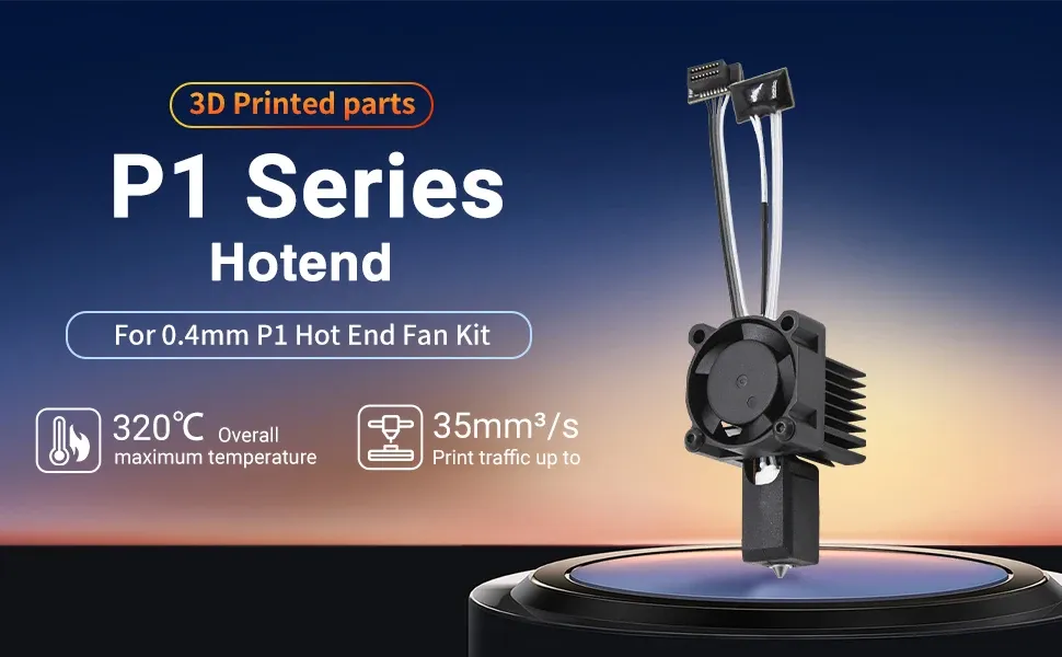 Hotend-Kit gehärteter Stahl für P1P P1S mit Lüfter und Thermistor