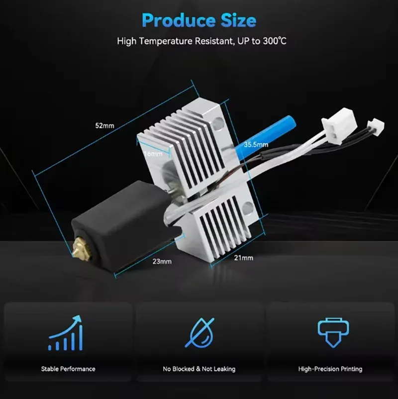 Hotend Kit Messing 24V 80W Thermistor Heizblock für Elegoo Neptune