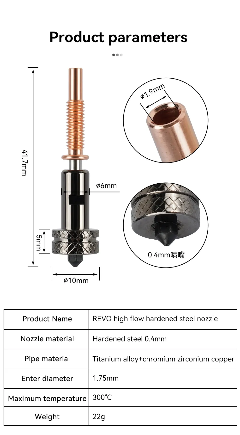 Hotend Kit mit High-Flow-Düse für REVO 0,4 mm