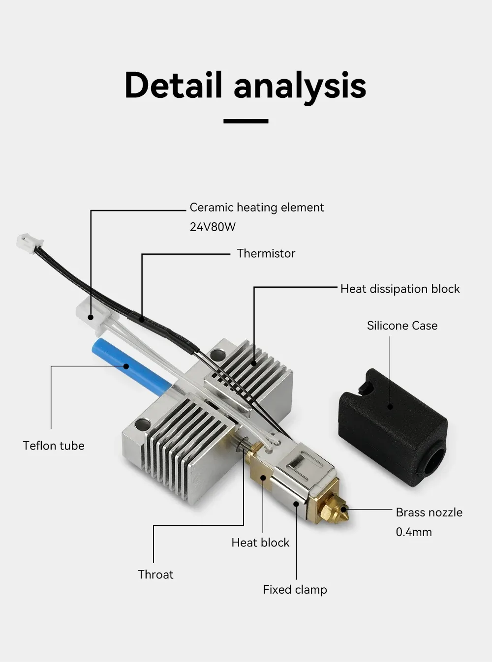 Hotend-Kit mit Messing-Stahl-Düse für Elegoo Neptune 4 Plus
