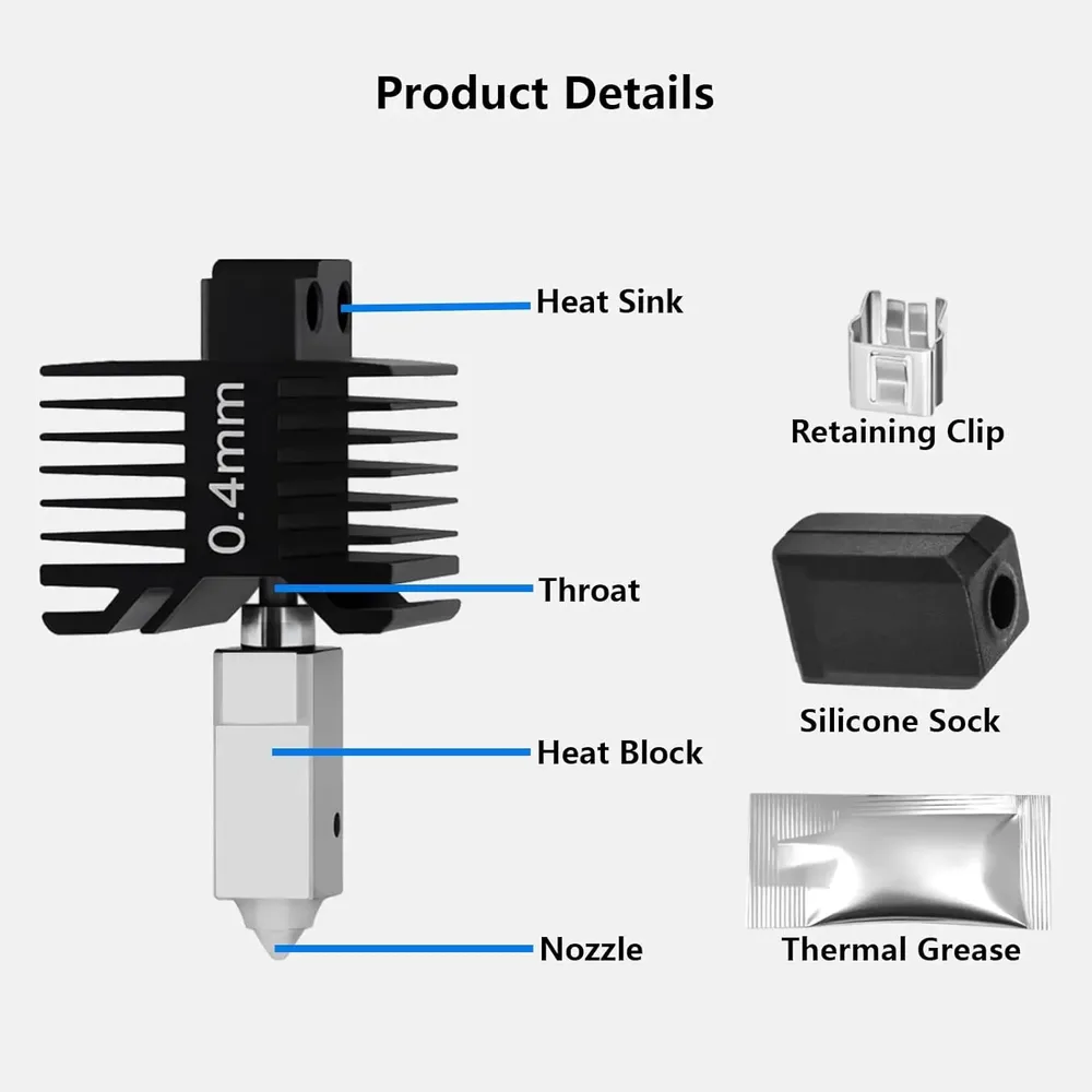 Hotend-Kit mit Stahldüse für Bambu Lab X1/P1 Serie