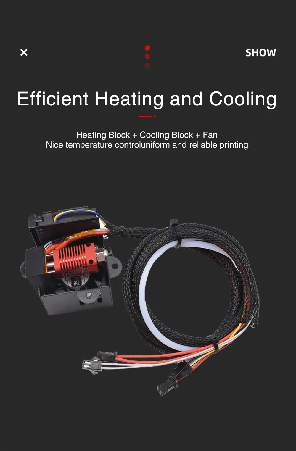 Hotend-Kit montiert für Ender 5 mit 0,4mm Düse und Kabel