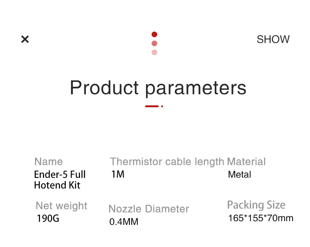 Hotend-Kit montiert für Ender 5 mit 0,4mm Düse und Kabel