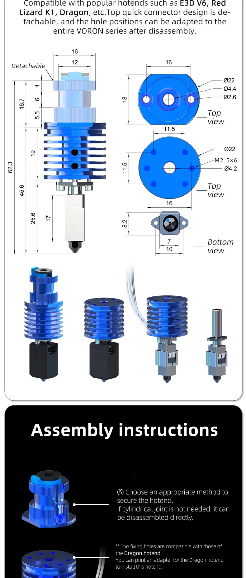 Hotend-Kit V6 High Speed für Voron Prusa 3D Drucker Extruder